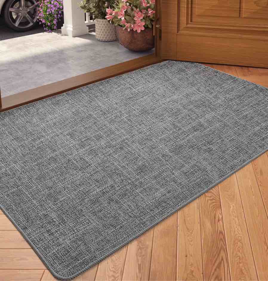 PABUBE Doormat for Inside 17"x30", Door Rug for Entryway Indoor, Dirt Trapper, Non Slip Entryway Rug Washable Welcome Mat Inside, Absorbent Entry Mat Low Profile Entry Rug Indoor Doormat, Dark Gray