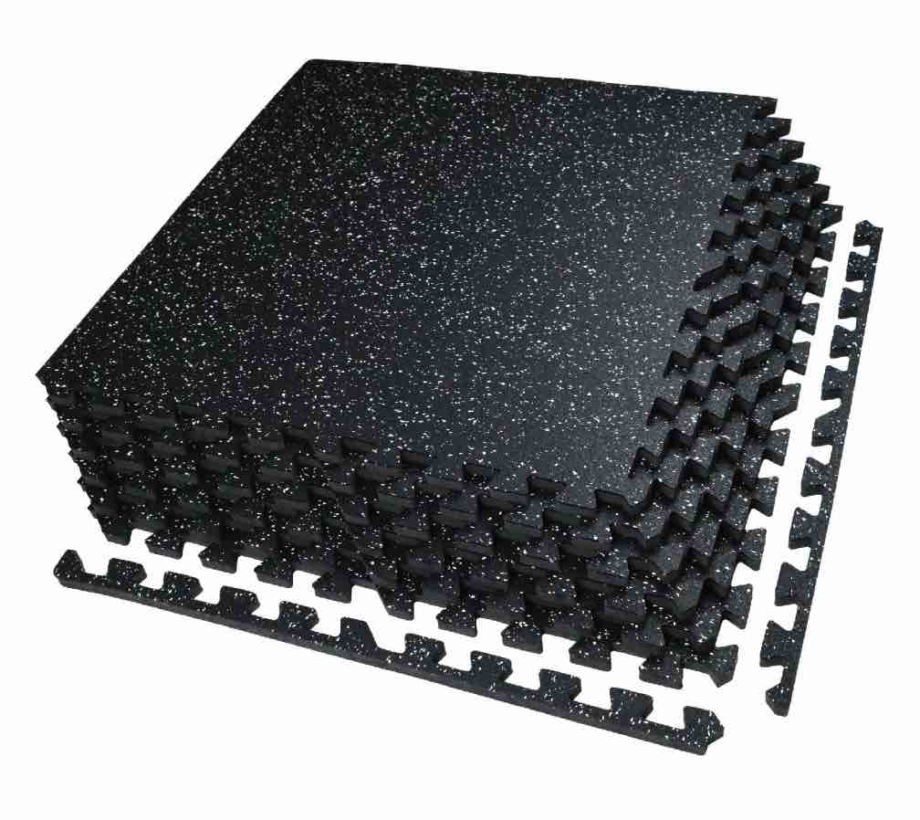 AIRHOP 0.56in Thick 24 Sq Ft Exercise Equipment Mats, 6 Tiles Upgraded Rubber Top with High Density EVA Foam, Large Interlocking Puzzle Gym Flooring for Home Gym, Heavy Weight Workout, 24 x 24in