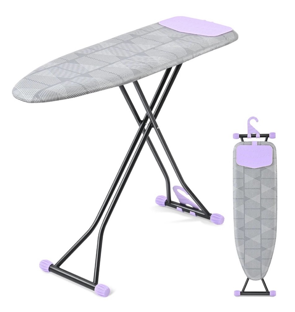 KK KINGRACK Ironing Board Iron Board Full Size with Hanger & Rotating Nonslip Feet 7 Level Height Adjustable 43x13 in Gray