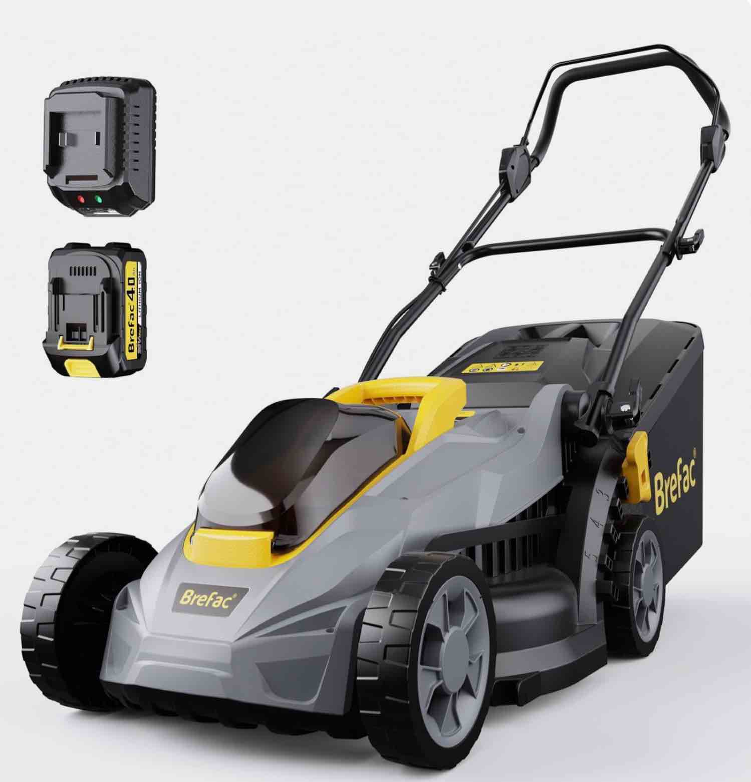 Brefac LM001MU10BAA 20V 13'' Cordless Lawn Mower with 4.0Ah Battery, 5