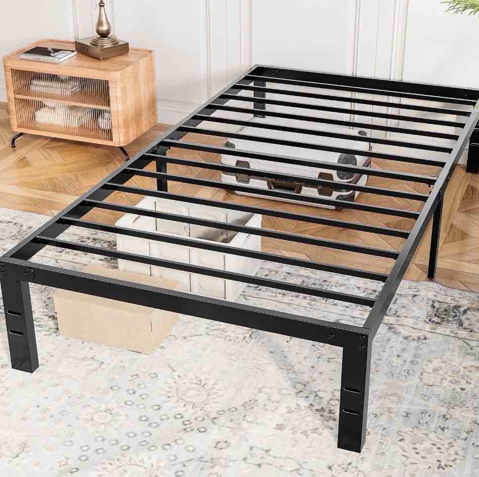 CONCETTA 14" Twin Bed Frame, Heavy Duty Metal Platform Bed Frame with Underbed Storage for Bedroom, No Box Spring Required, Black