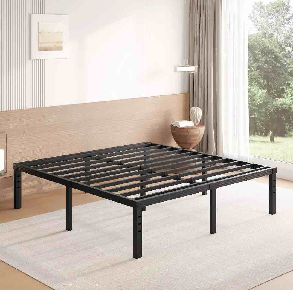 FSCHOS 18 inch King Size Metal Bed Frame, Heavy Duty Metal Platform with Ample Storage Space, Sturdy Construction, No Box Spring Needed