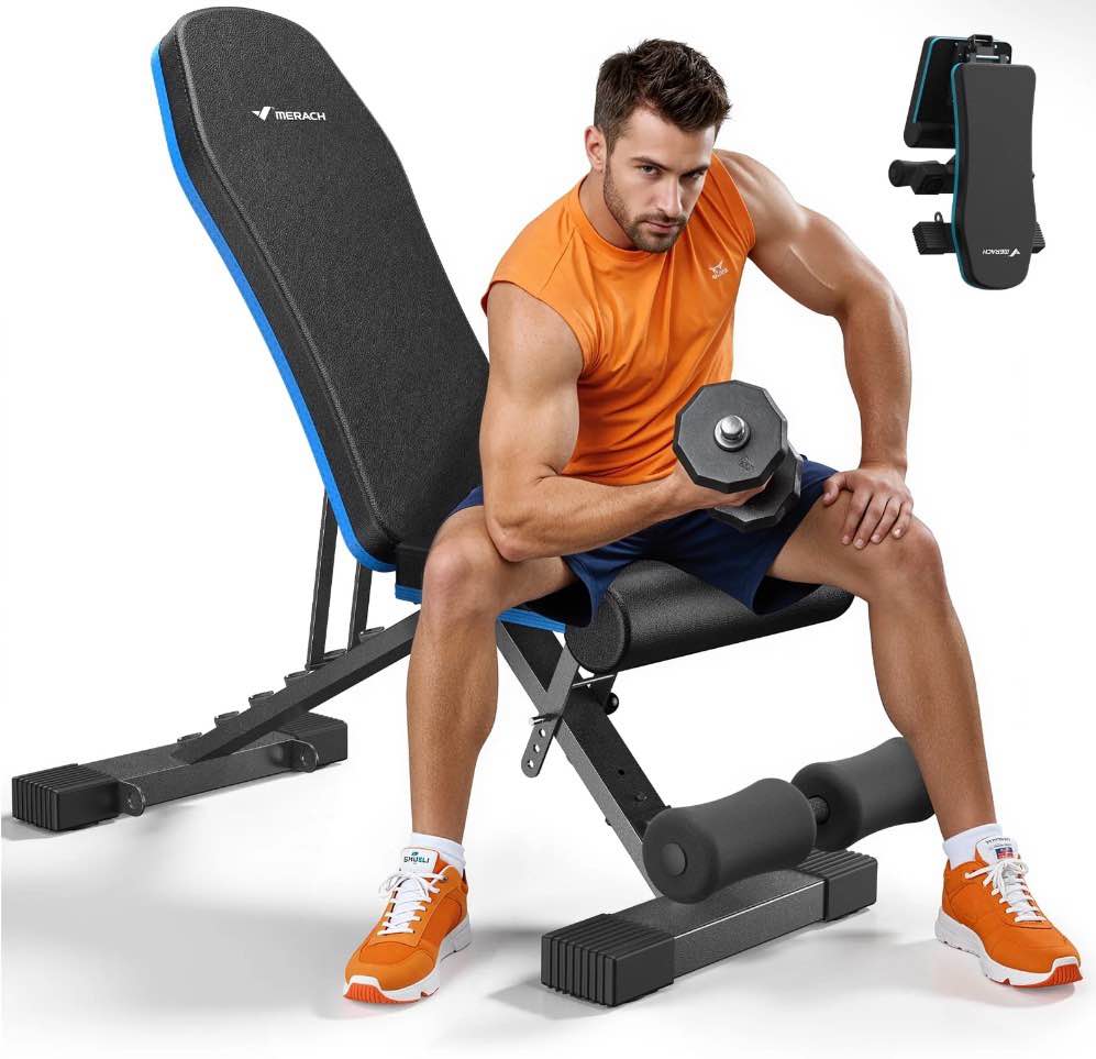 MERACH Adjustable Weight Bench Hold up to 990 Lbs Foldable Exercise Bench for Home Gym Fitness Strength Training