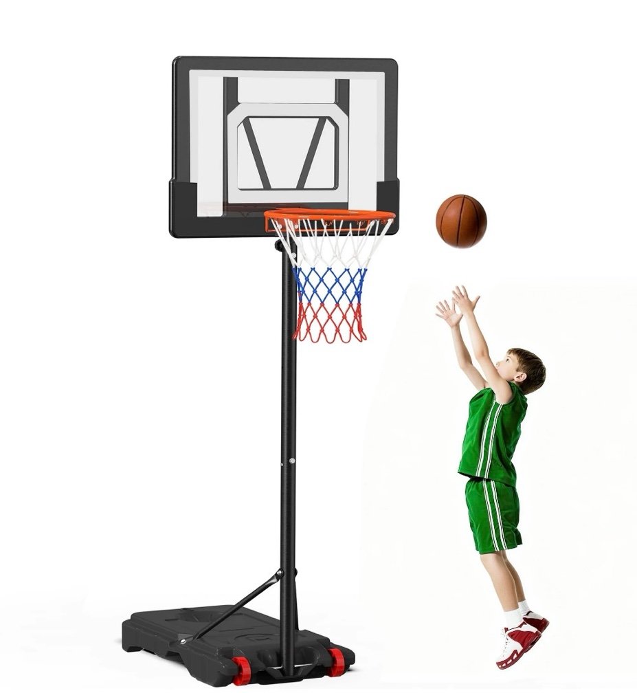 GVDV 33" Portable Basketball Hoop, 3.8-7 ft Height Adjustable Basketball Hoop Goal System for Kids Teenagers Indoor Outdoor Use