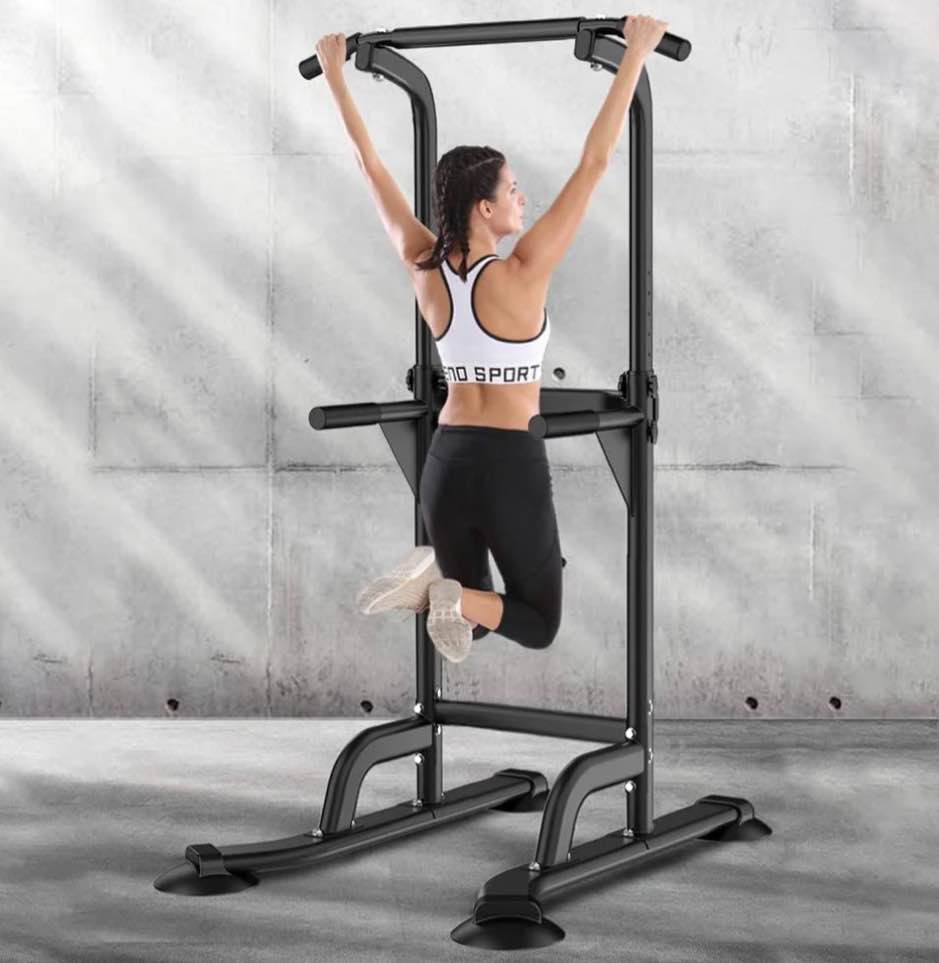 SogesPower Adjustable 82.7 H Pull up Bar Power Tower Dip Stands Multifunctional Fitness Station for Home