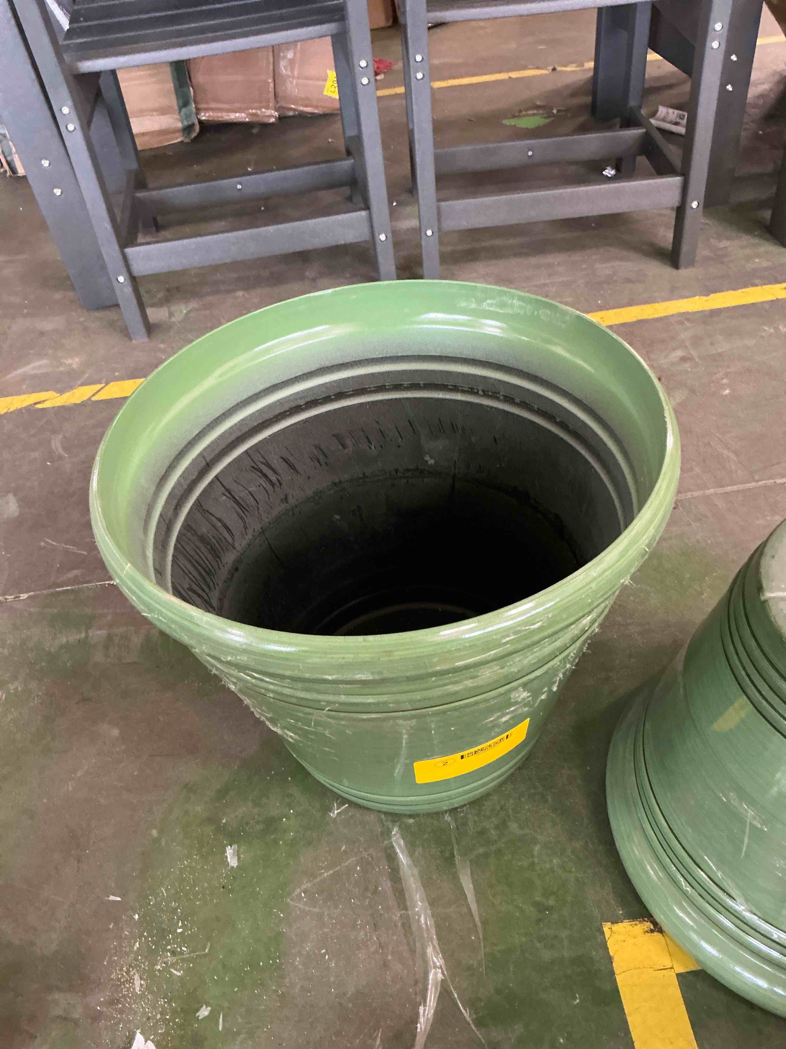 Condition photo showing Good Condition for style selections round 16.5-in w x 16.5-in l x 14.45-in h green recycled plastic indoor/outdoor planter