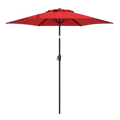 style selections 7.5-feet steel red push-button tilt market patio umbrella