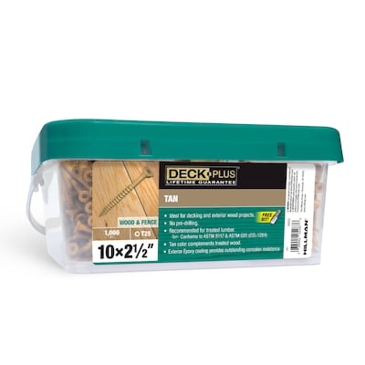 deck plus #10 x 2-1/2-in wood to wood deck screws 1000 -per box