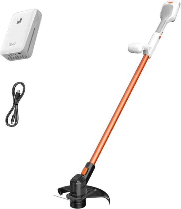 litheli 20v 12 cordless string trimmer battery powered grass trimmer & wheeled edger with 2.0ah battery for garden yard and farm