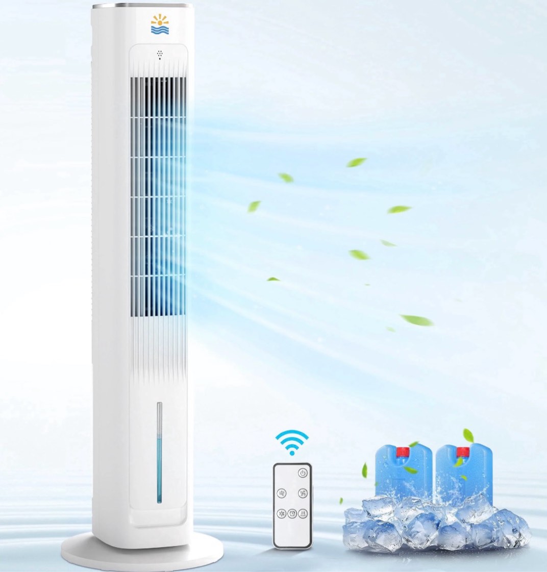 flamemore evaporative air cooler portable air conditioners 3-in-1 oscillating tower cooler fan&humidify white&gray