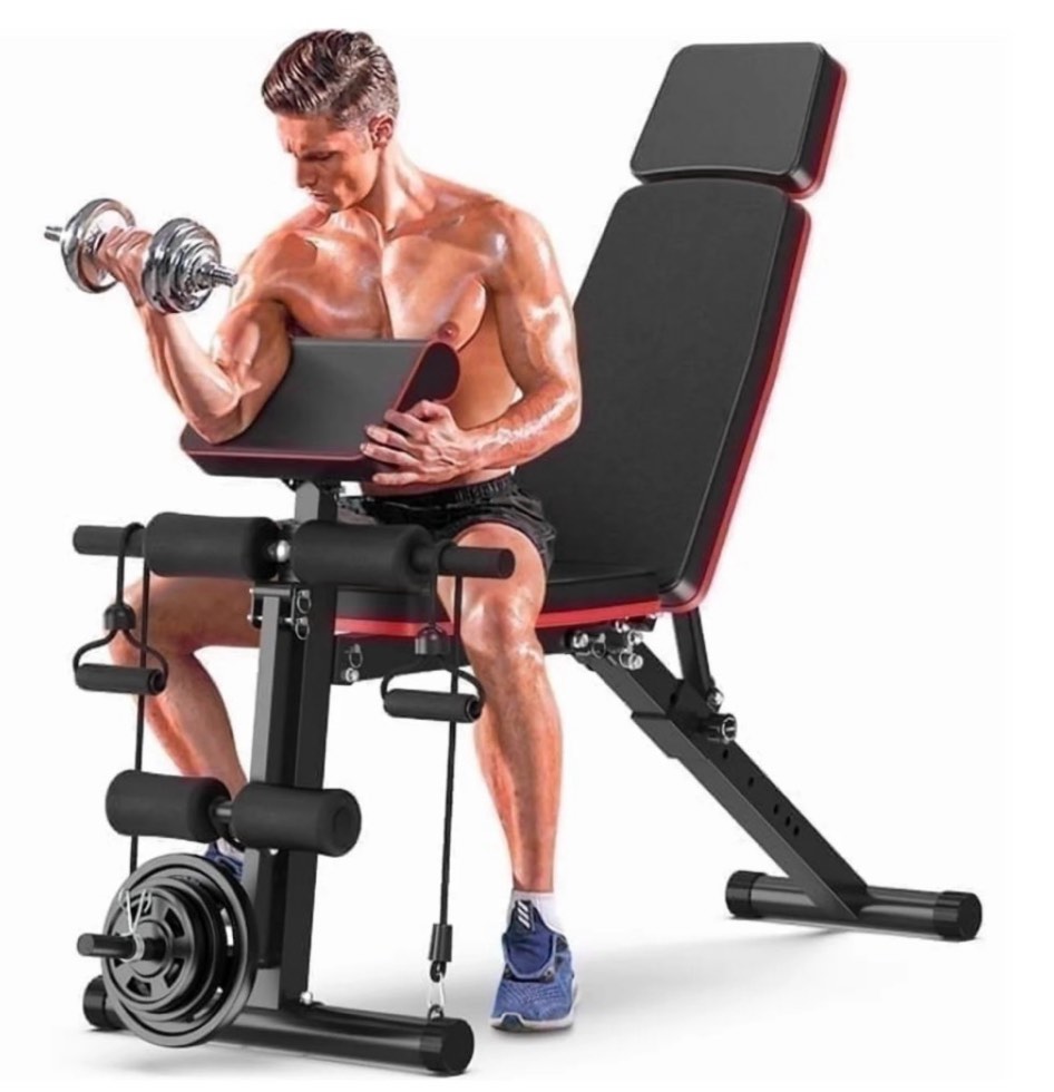 gikpal 7 positions adjustable weight bench with extended headrest and leg extension foldable workout bench weight bench press for full body strength training maximum weight 770 lbs.