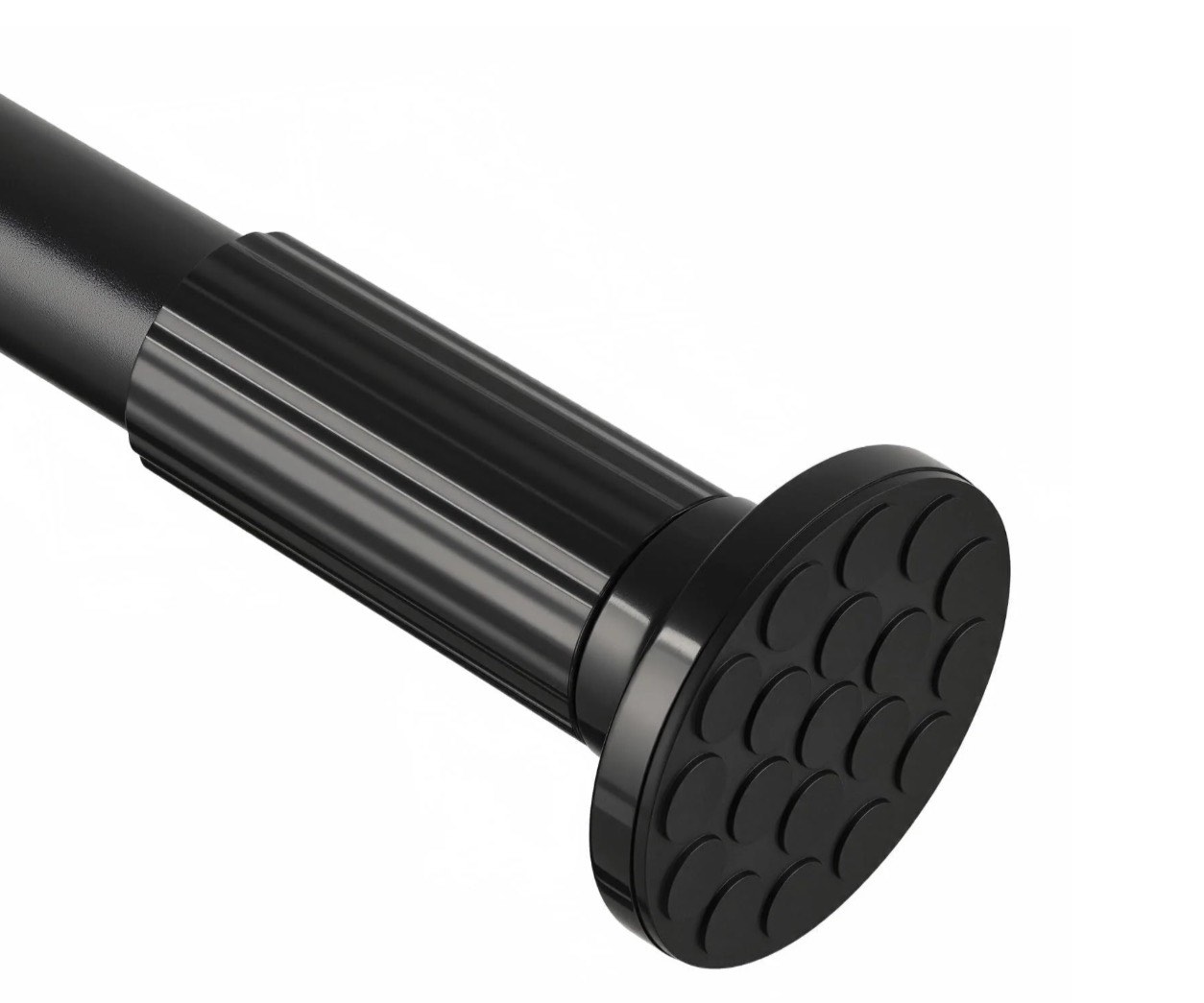 spokki tension curtain rod, 51-128 inches adjustable closet tension rod rust-free no drilling shower curtain rod, anti-slip spring steel rod for bathroom black