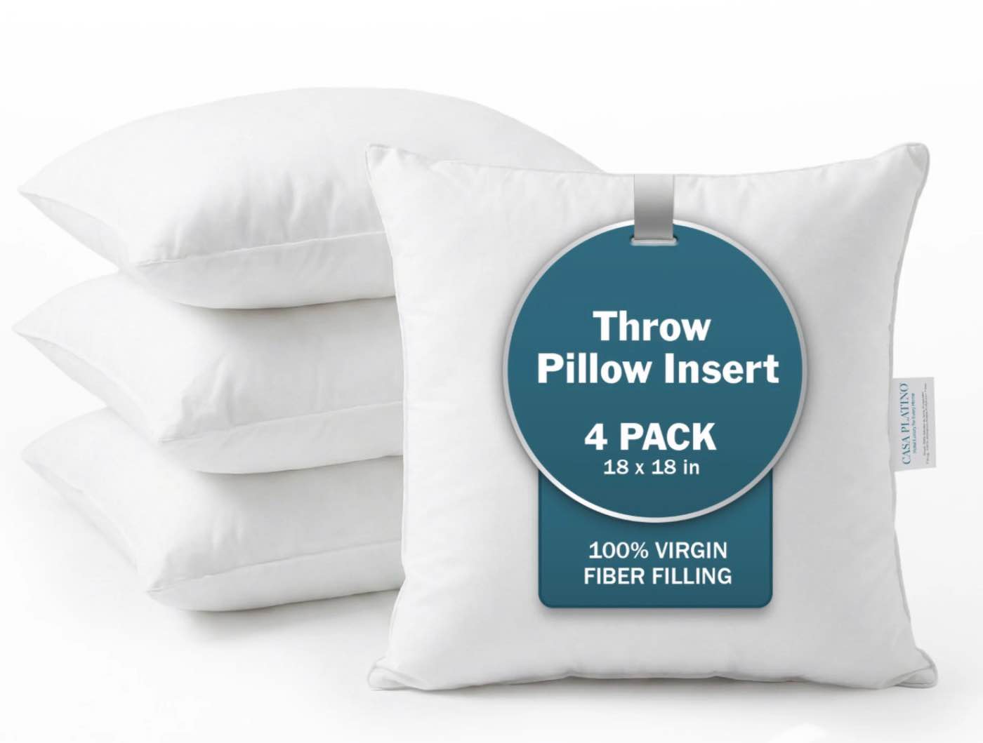 18x18 inch throw pillow inserts 4 pack fluffy down alternative cushion filling square pillow insert for lounge areas floor cushions & home styling - white