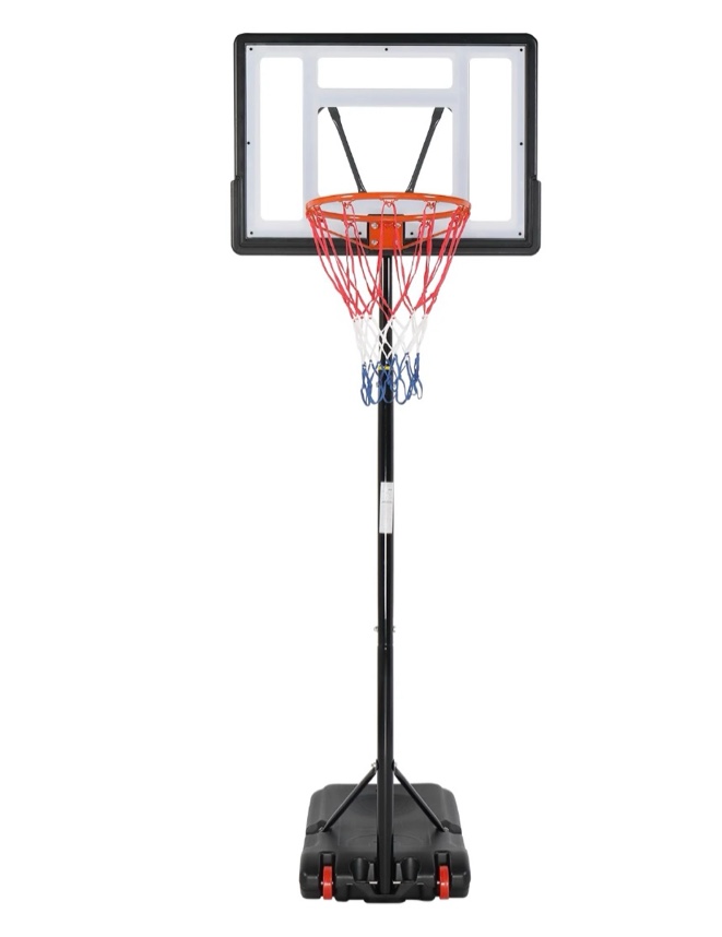 ktaxon 33 in. portable basketball hoop stand 6.5-8 ft adjustable basketball goal system with pvc backboard indoor/outdoor