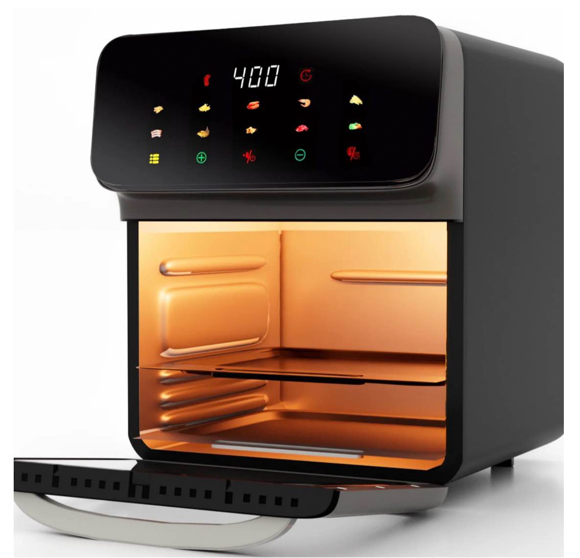 bluebow air fryer 12qt convection oven with 10-in-1 multi function visible window and touchscreen black
