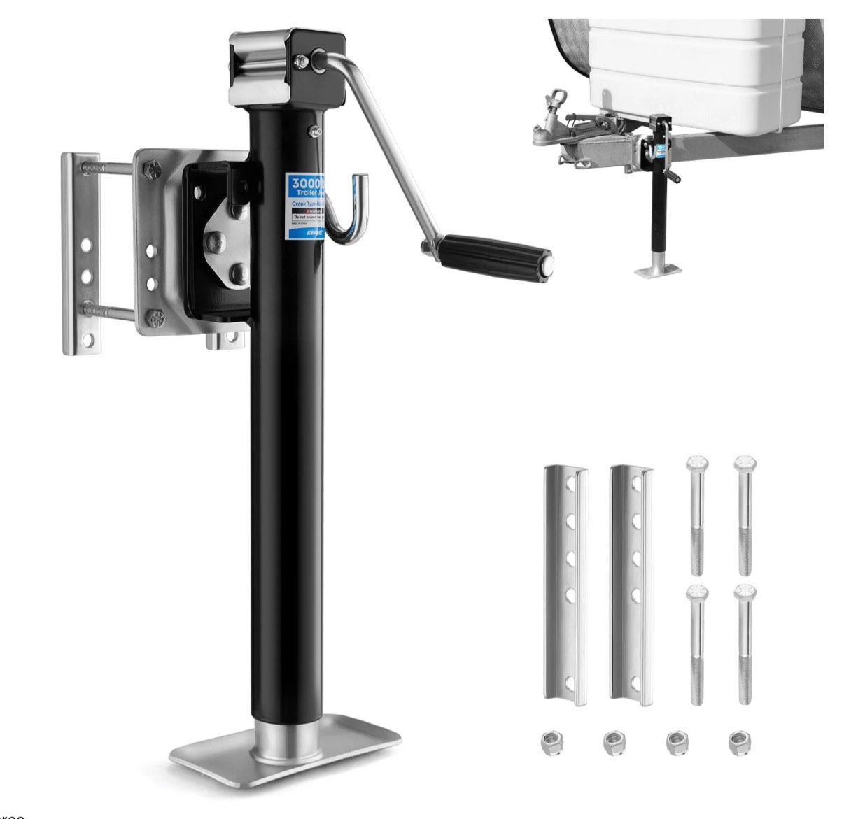 kohree 3000lbs trailer jack heavy duty swivel boat trailer jack with ergonomic handle 15-inch vertical travel for rv utility yacht trailers-black