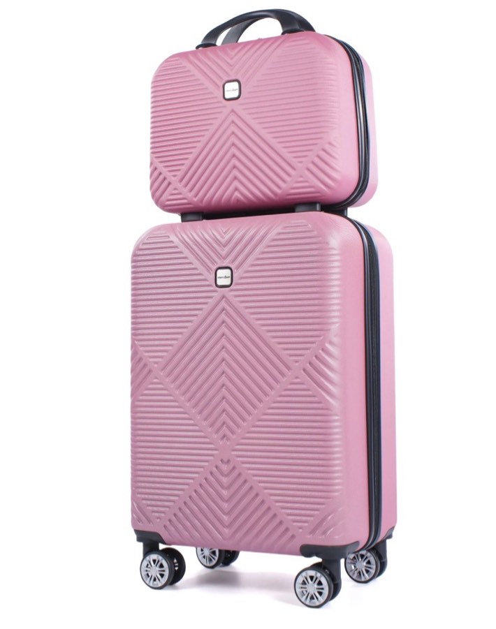 tripcomp luggage sets 2 piece suitcase set (14/20/)hardside suitcase with spinner wheels lightweight carry on luggage(pink)