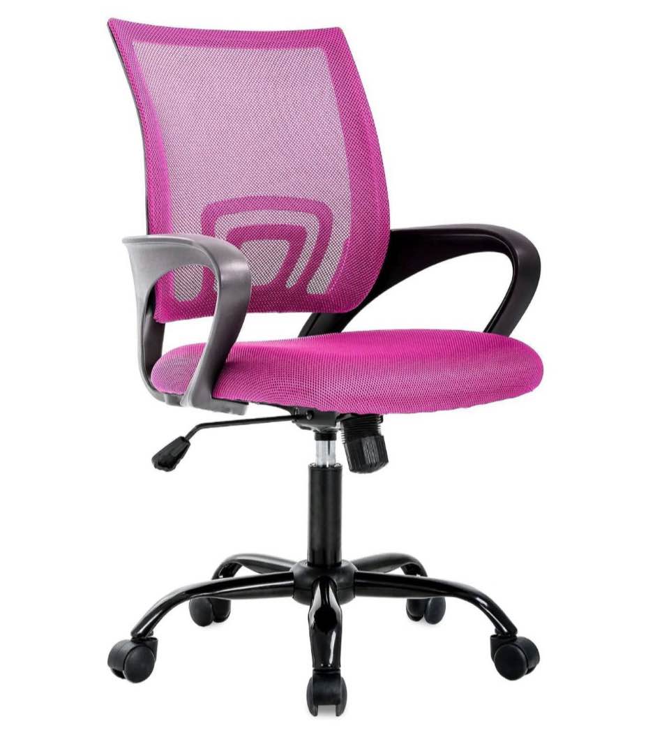 bestoffice ergonomic office chair lumbar support adjustable height with armrests for adults(pink)