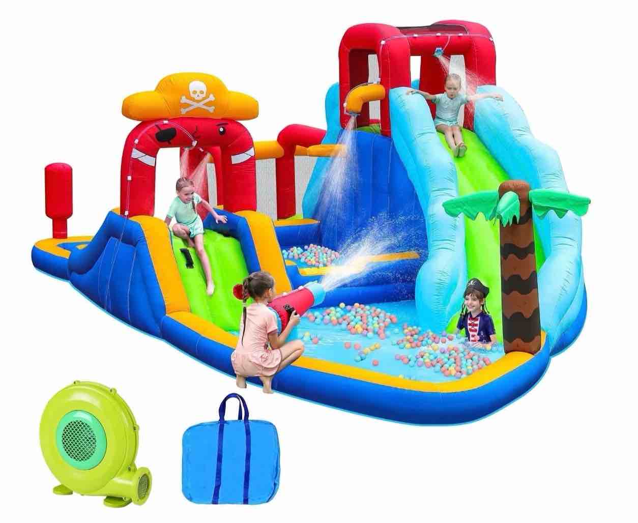 neche large 11-in-1 inflatable water slide bounce house 222 x135 x82 450w blower holds up to 5 kids 3-8 max weight 495lbs indoor & outdoor use