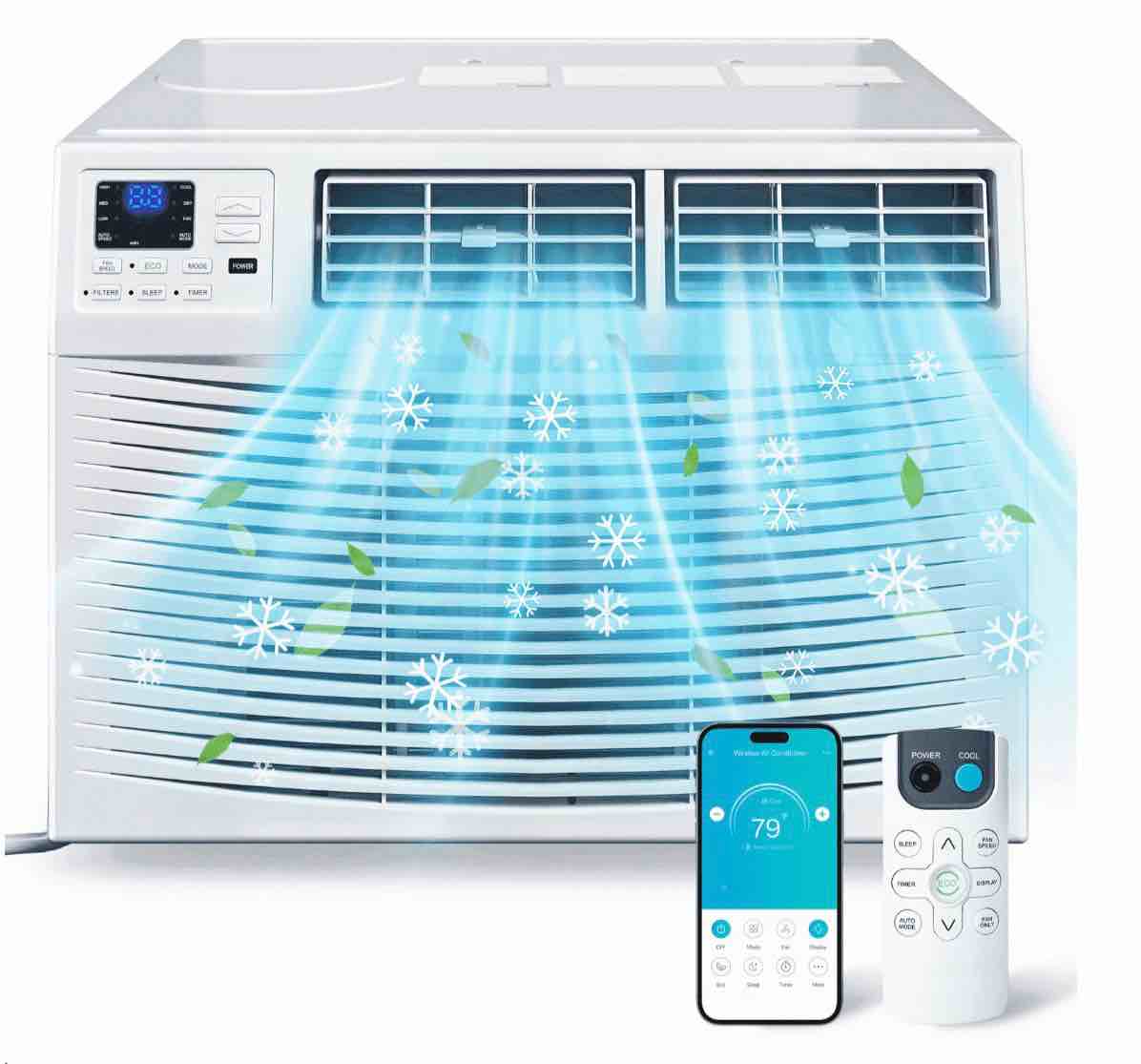 window air conditioner  10000 btu with smart app & remote  covers up to 450 sq.ft  quiet 50db  energy saving  6 modes