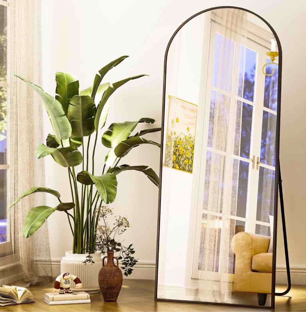 beautypeak arched full length floor mirror 64 x21.1 full body standing mirror black