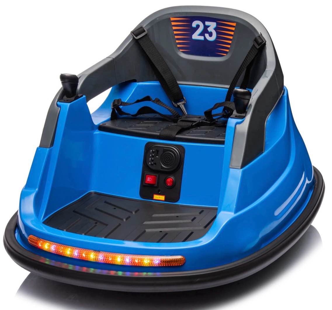hikiddo electric bumper car for kids, 12v bumper car ride on toys for toddlers aged 3 4 5, with remote, bluetooth - blue