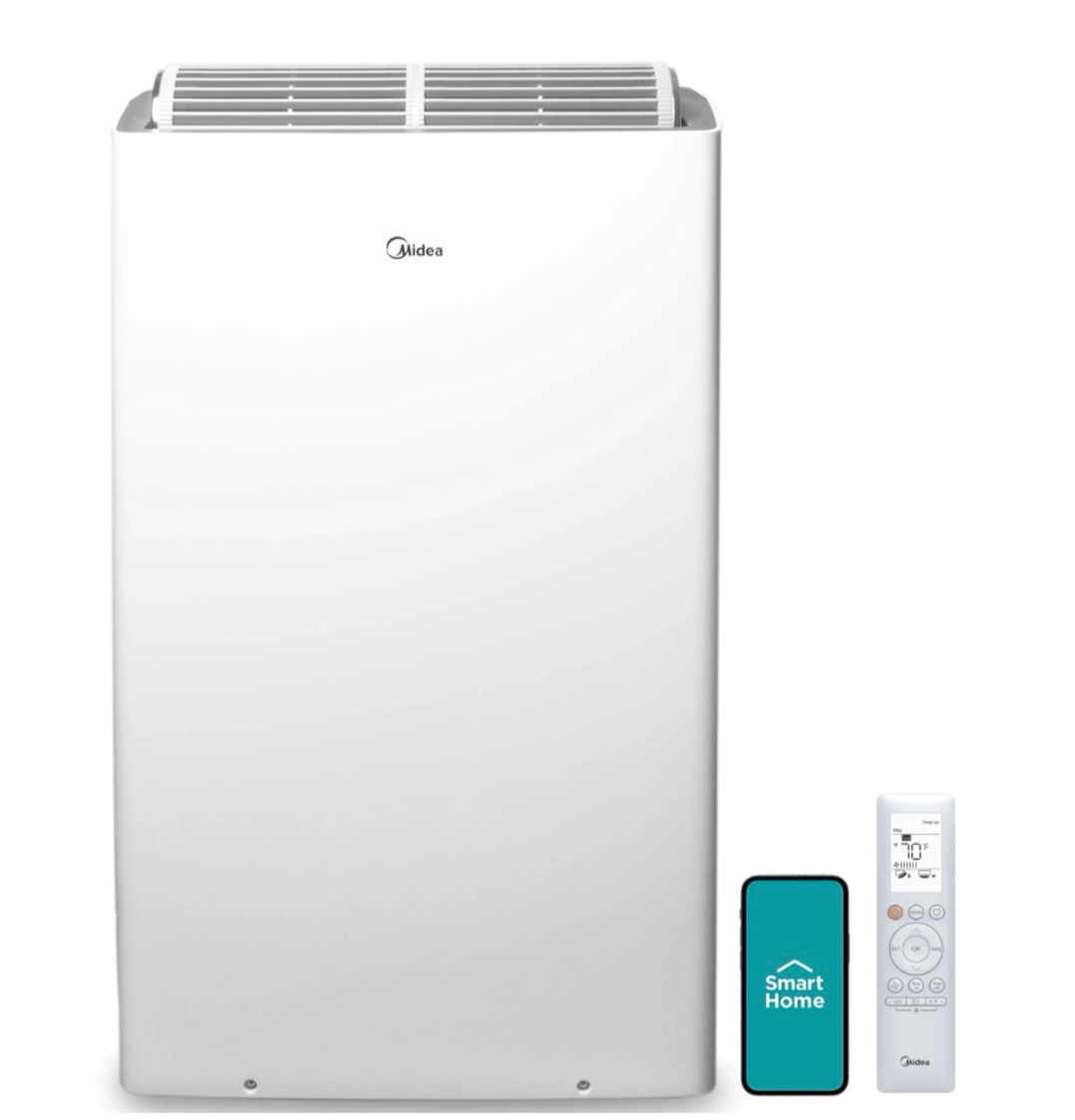 restored midea duo 12 000 btu portable air conditioner inverter 3-in-1 ventilate dehumidifier cool wi-fi and alexa white