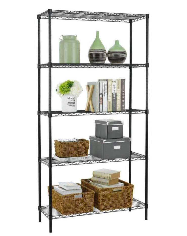 bestoffice 5 tier wire shelving unit 1250lb capacity black