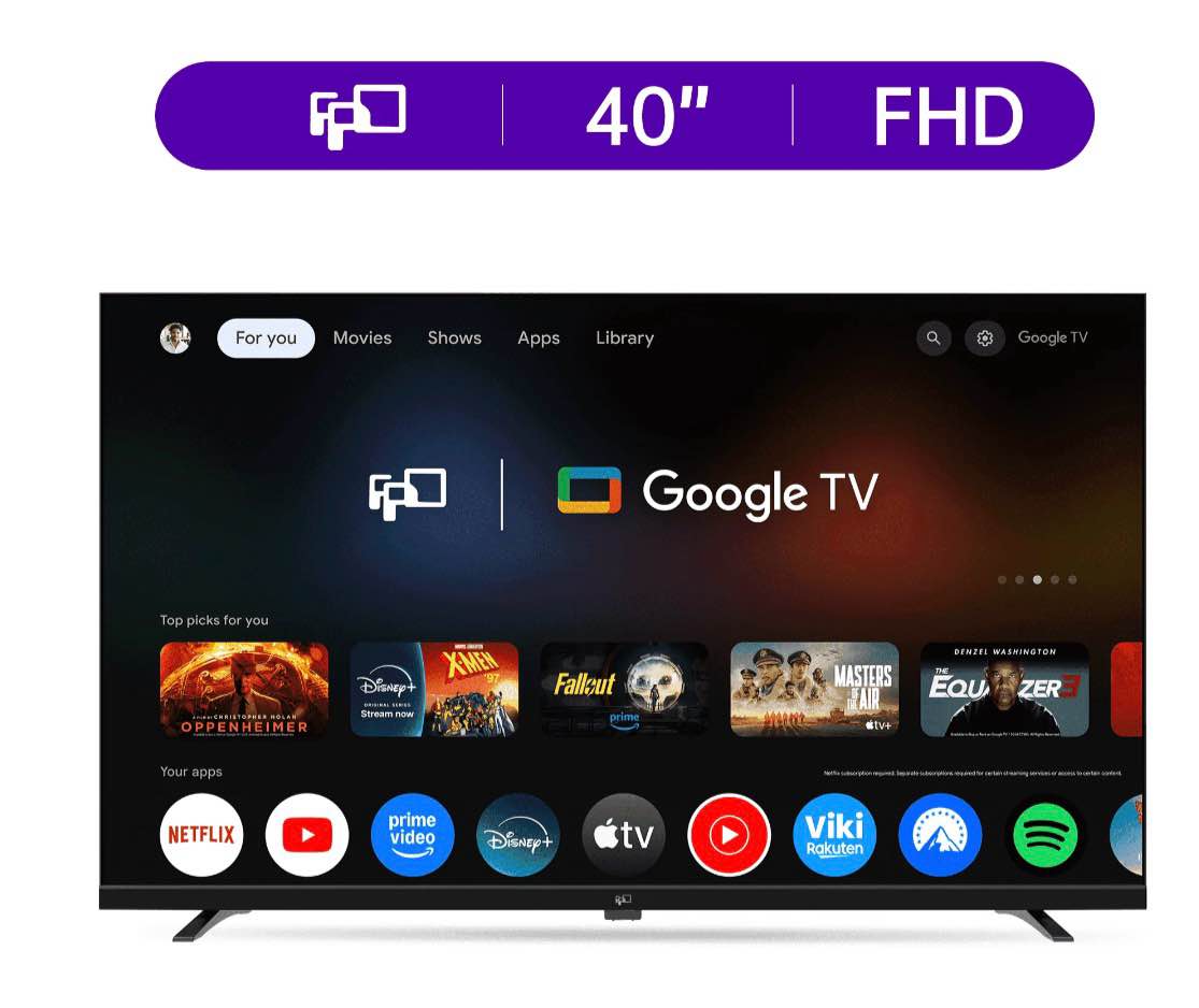 fpd 40-inch google tv smart os 2025 full hd 1080p hdr10 & dolby audio | chromecast built-in + voice remote | immersive viewing experience | palette-series cg40-p3