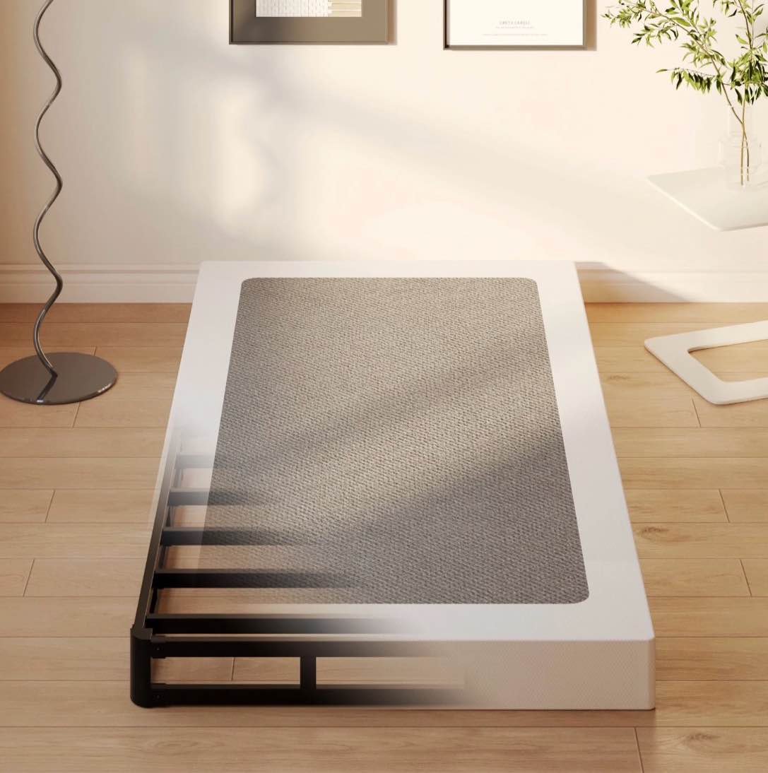 napcenter 5 inch twin box spring, mattress foundation, heavy duty metal, included fabric cover, noise free, easy assembly