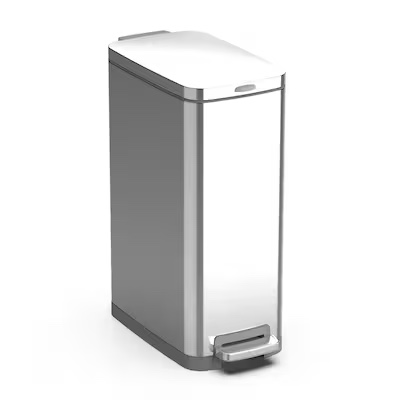 moxie 40 liter stainless steel silver steel kitchen hinged lid trash can