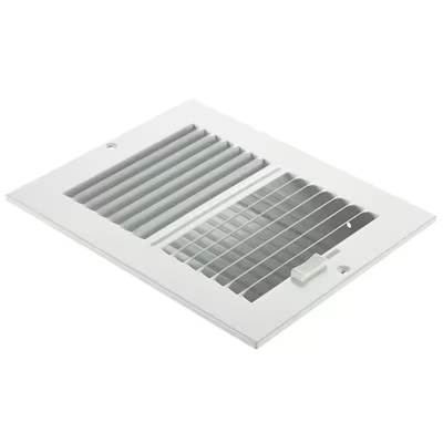 Condition photo showing Good Condition for reliabilt 10-in x 6-in 2-way steel white sidewall/ceiling register