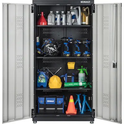  kobalt 36-in w x 72-in h x 18.5-in d freestanding steel garage cabinet in silver