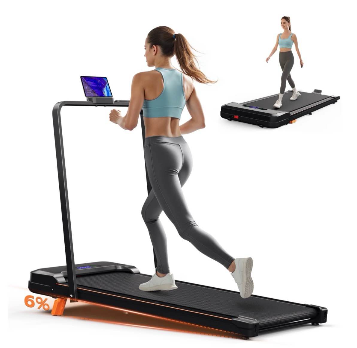 primy walking pad with incline and handle 4 in 1 compact under desk treadmill for walking jogging portable foldable treadmill modern fitness equipm