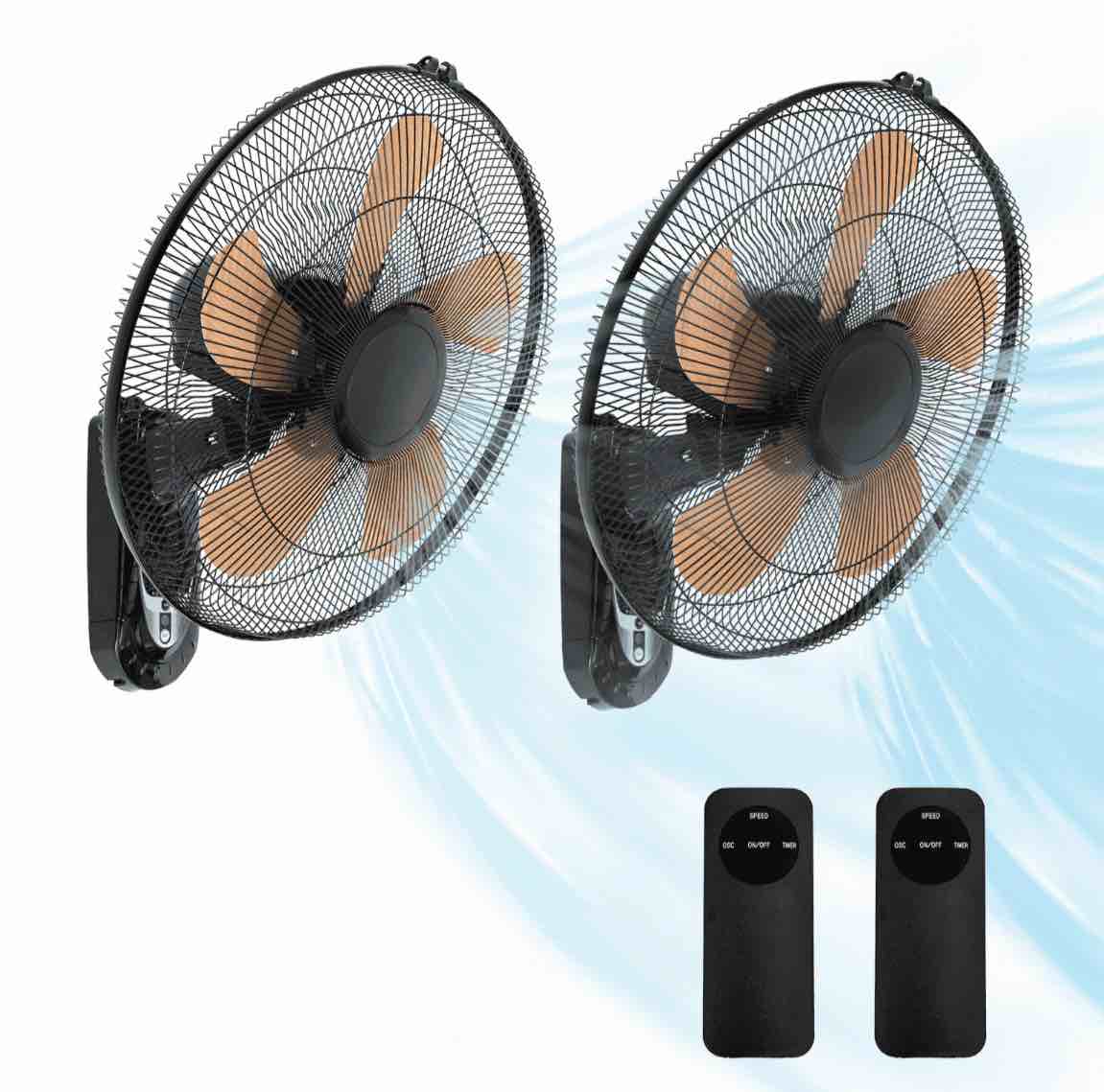 2 pack 20 wall mount fan with remote 3 speeds wall oscillating fan with 4800 cfm cooling fan with 4 timing high velocity fans yellow