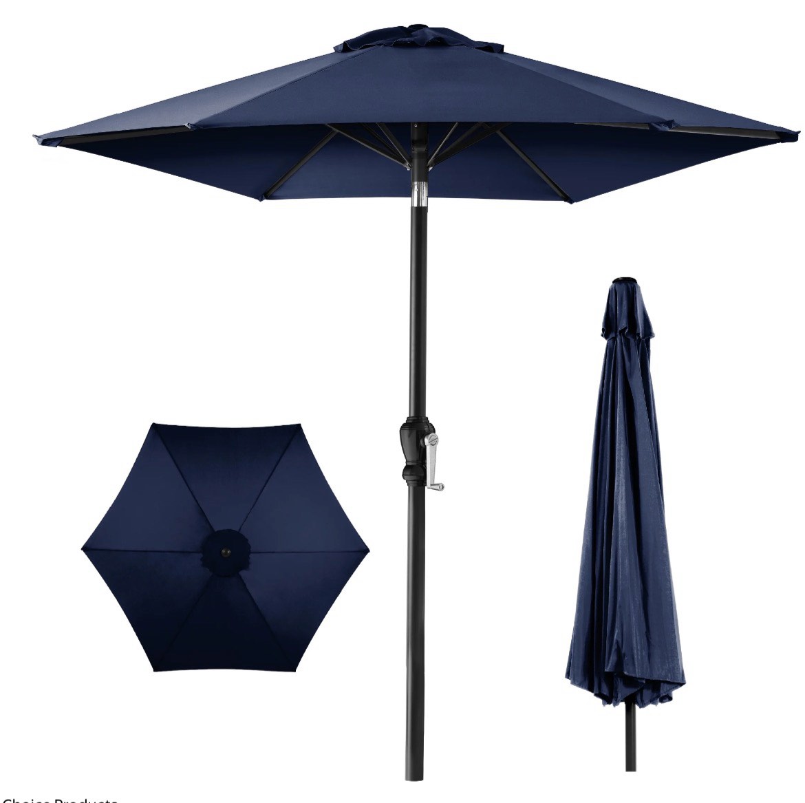 best choice products 10ft outdoor steel market patio umbrella w/ crank tilt push button 6 ribs - navy blue