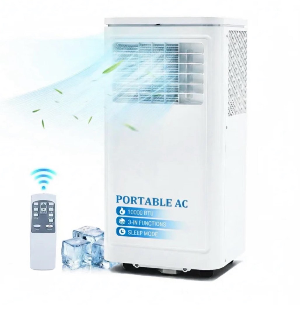 portable air conditioner 10000btu(115v) with cooling dehumidifier sleep & fan mode 4-in-1 remote control window kit included for rooms up to 450 sq ft