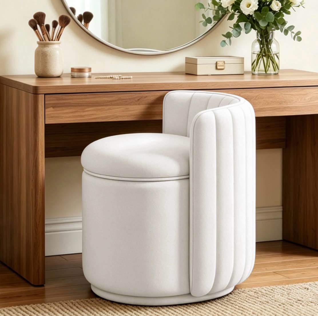 coolhut velvet swivel vanity chair with storage upholstered vanity stool with back no assembly small accent stool accent makeup chair for bedroom