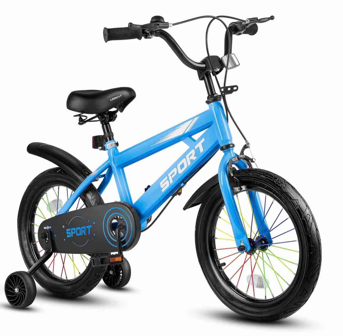 lookfly 16" kids bike for boys and girls with removable training wheels,children's cicycle,blue