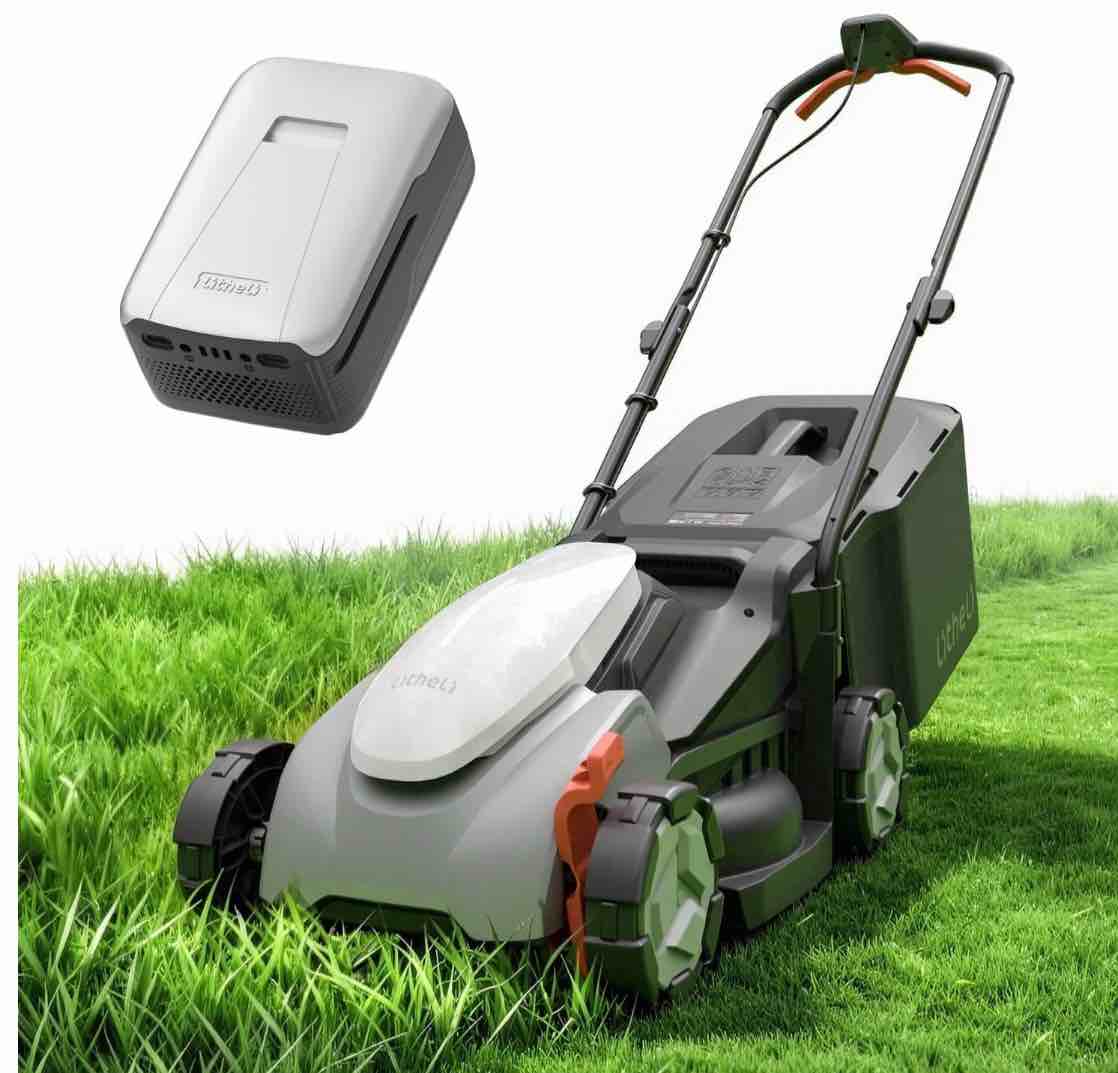 litheli 20v cordless electric lawn mower, 14-inch, brushless motor, 5-position height adjustment, with 5.0ah battery, for lawns & gardens