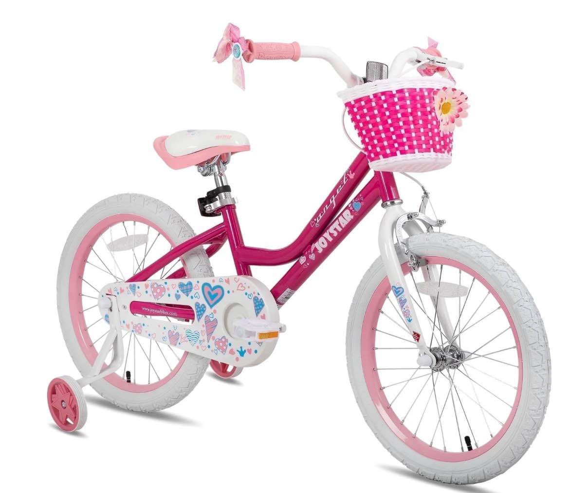 joystar angel girls bike 18 inch kids bike with kickstand for 5-9 years old girls,toddler bicycle,pink