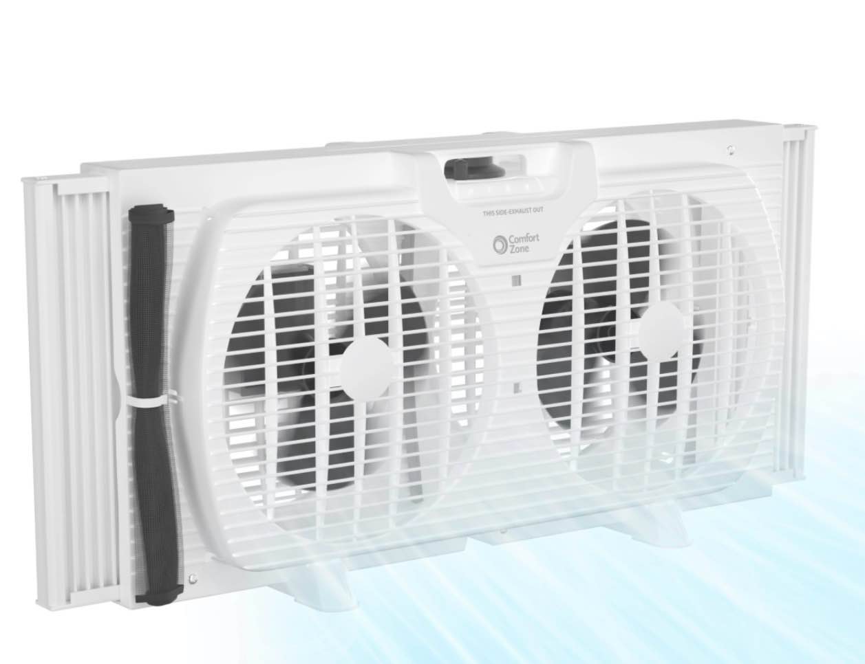 comfort zone 3-speed dual blade window fan white