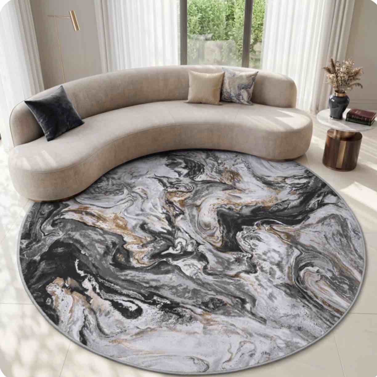 sixhome 6 x6  area rugs for living room marble swirl abstract rug ultra soft washable rugs for bedroom anti slip durable carpet home decor for dining room