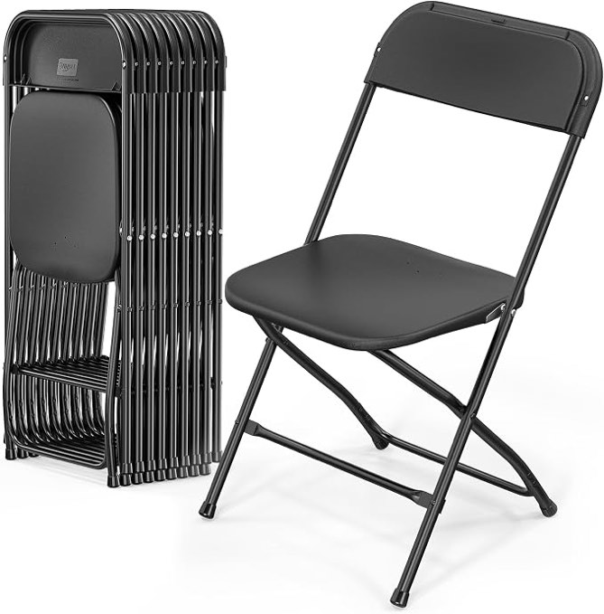 vingli 10 pack black plastic folding chair indoor outdoor stackable seat