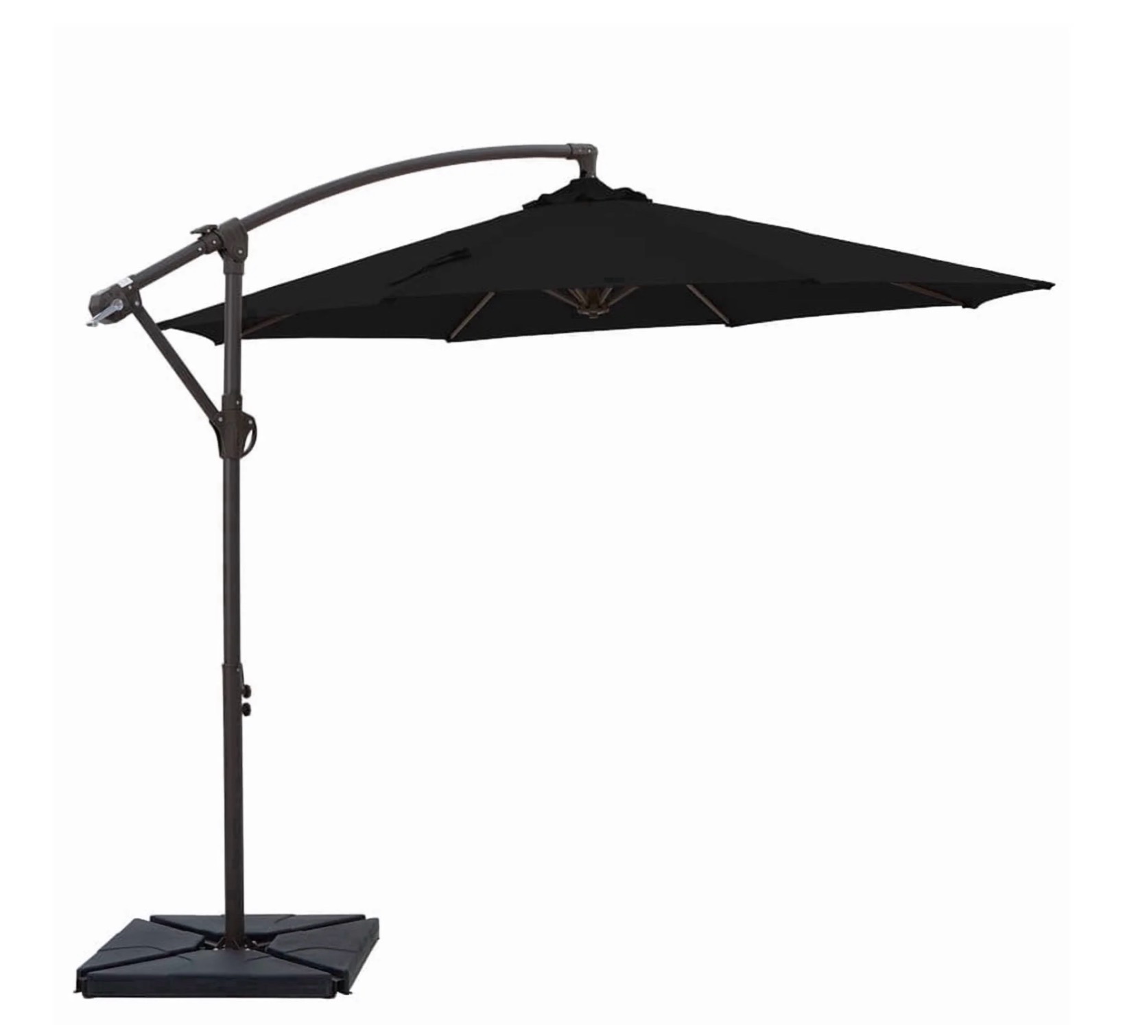 napwant 10ft cantilever patio umbrella with 4-piece weighted base included, offset hanging umbrella with crank & tilt, black