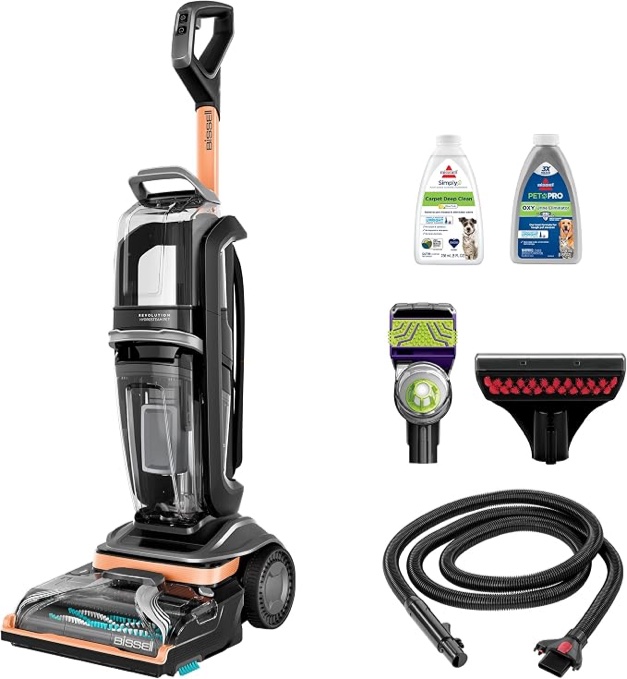 bissell revolution hydrosteam pet carpet cleaner, 3432 | hydrosteam technology; 2-in-1 pet upholstery tool; cleaning formulas included; upright deep cleaner