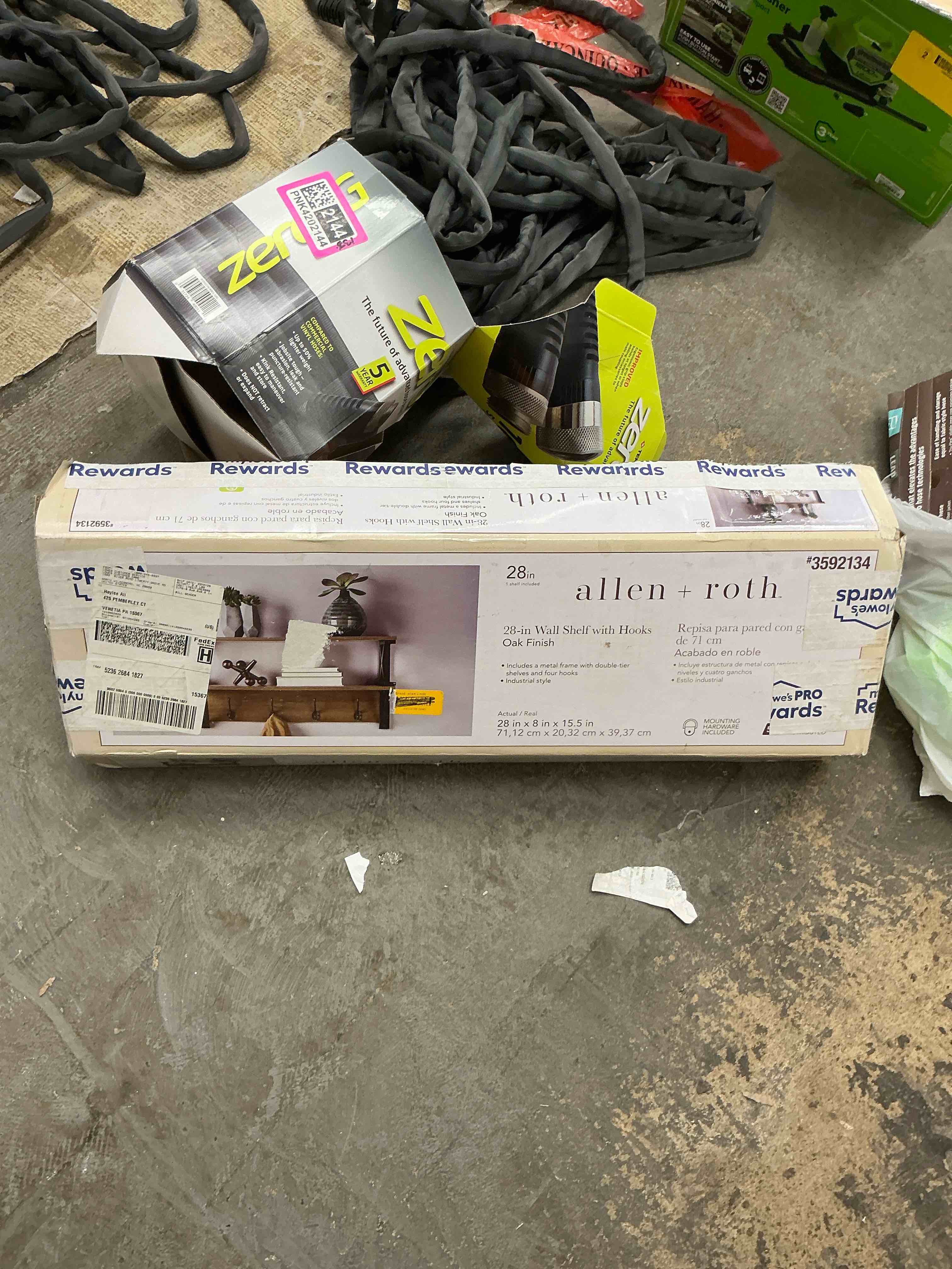Condition photo showing Good Condition for allen + roth 8-in d x 15.5-in l brown laminate rectangular floating shelf