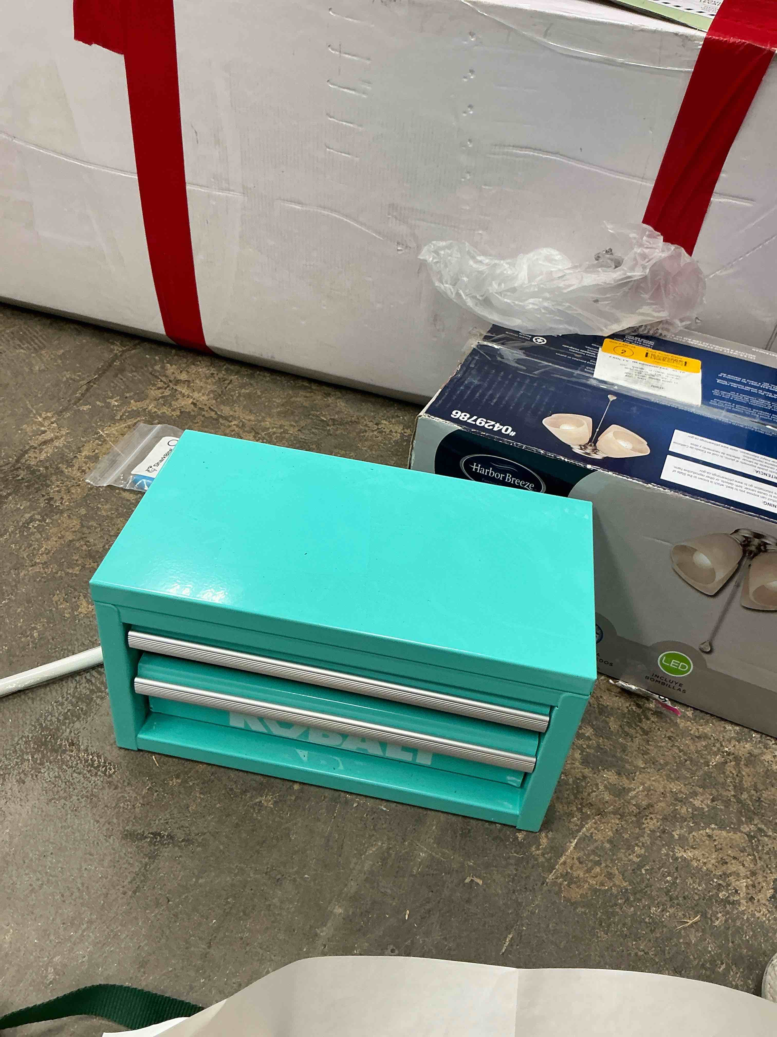 Condition photo showing Good Condition for kobalt portable mini toolbox 10.83-in w x 5.91-in h x 5.91-in d 2 -drawer teal steel tool box
