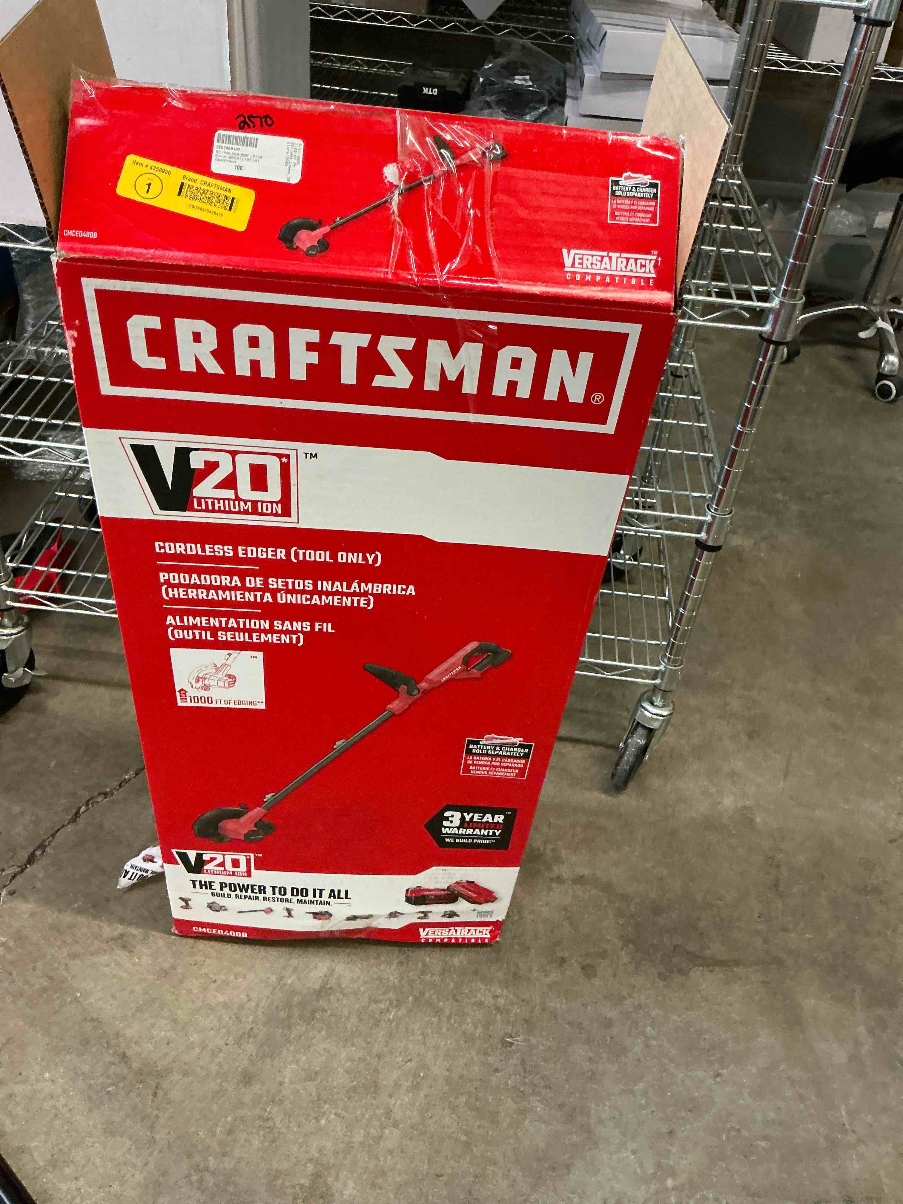 Condition photo showing As Is for craftsman v20 cordless edger