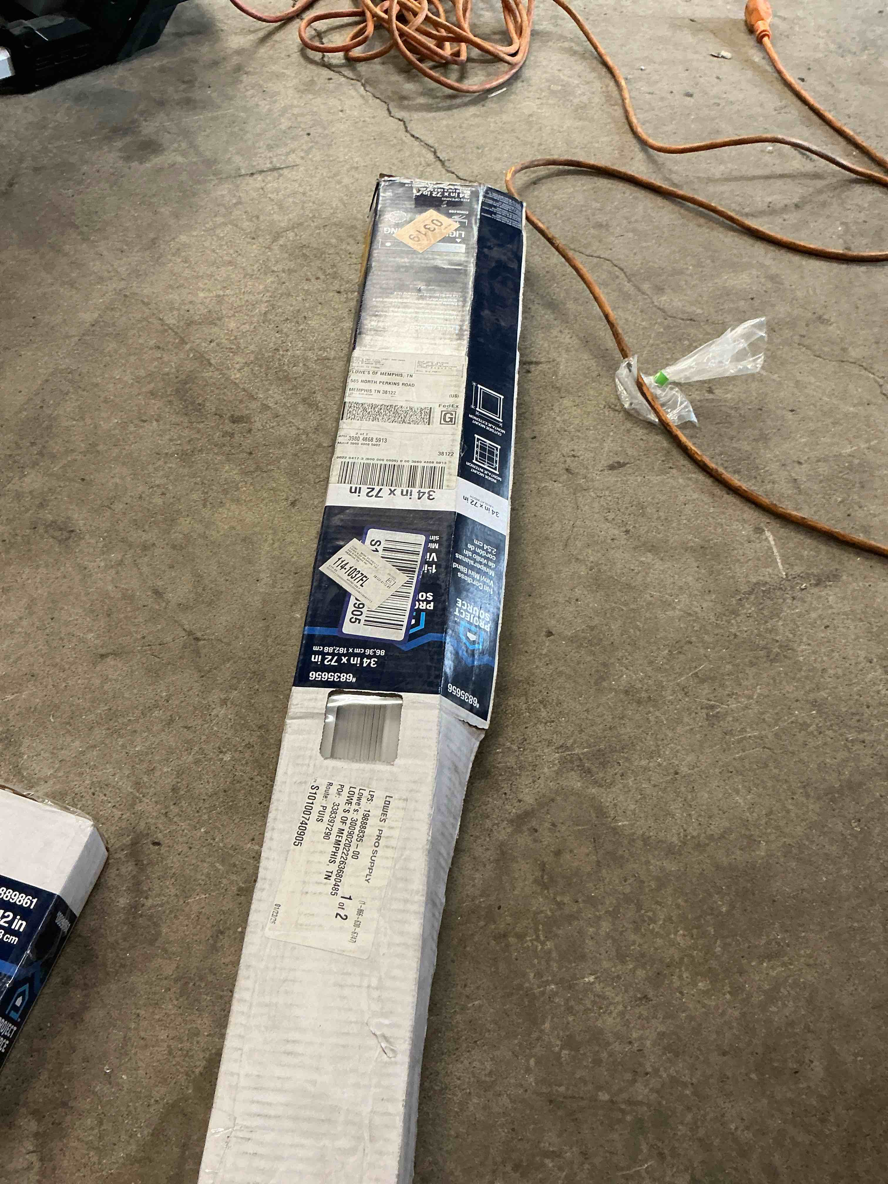 Condition photo showing Good Condition for project source 1-in slat width 34-in x 72-in cordless white vinyl light filtering mini-blinds